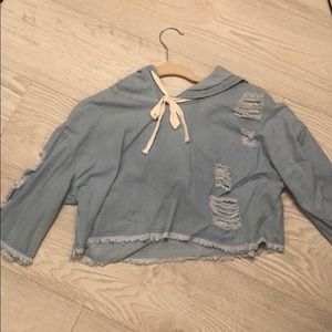 Denim Crop Pullover NEW